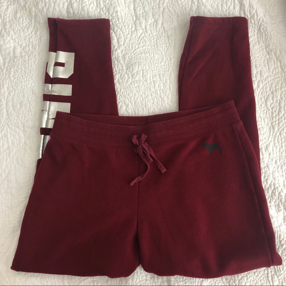 Pink maroon sweat pants